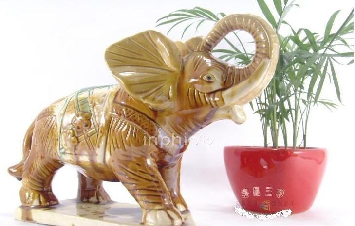 INPHIC-開運 福壽安康梅花象 唐三彩時尚家居飾風水賀壽陶瓷工藝擺飾