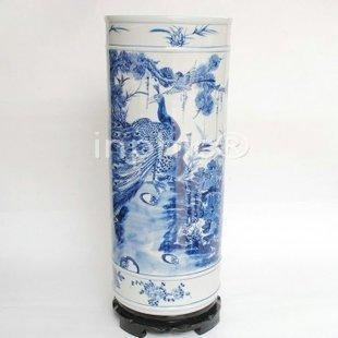 INPHIC-ZF-B074 景德鎮 陶瓷 青花手繪百鳥朝鳳劍筒 工藝擺飾 復古