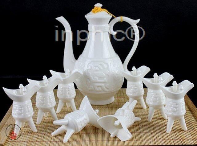 INPHIC-9頭白瓷復古陶瓷酒具套裝 古代酒壺酒杯 純白色爵杯瓷 酒器酒盅