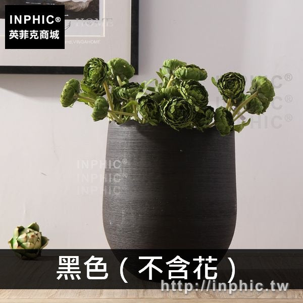 INPHIC-客廳餐桌陶瓷裝飾品現代插花手工歐式花瓶擺件家居花器簡約-黑色（不含花）