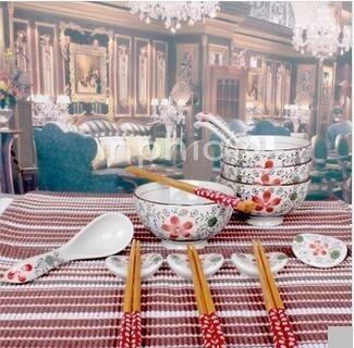 INPHIC-陶瓷日韓和風式16件餐具套裝高腳碗勺子筷子架