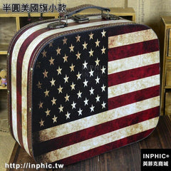 INPHIC-英國旗手提箱復古國旗木箱 婚紗攝影道具櫥窗陳列箱子-半圓美國旗小款