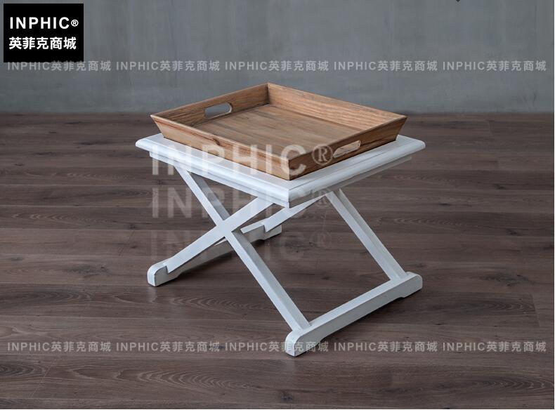 INPHIC-美式鄉村茶幾 歐法簡約個性帶托盤黑白長方形咖啡桌小邊桌-A款