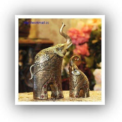 INPHIC-lomon仿古金樹脂吉祥象銅錢花紋工藝品