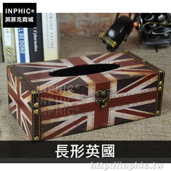 INPHIC-面紙盒防水咖啡廳創意紙巾盒車用酒吧皮革裝飾復古-長形英國