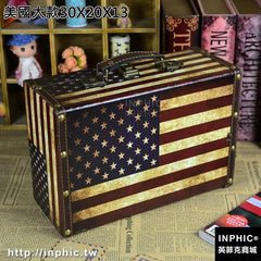 INPHIC-英國英倫復古做舊老式手提箱收納盒 小木箱子 攝影婚紗影樓道具-美國大款30X20X13