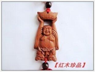 INPHIC-宗教 紅木工藝品 紅檀木財源廣進元寶佛汽車裝飾掛件 創意吊掛平安符