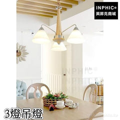 INPHIC-客廳實木簡約餐廳燈具北歐臥室燈飾木藝吊燈吸頂燈-3燈吊燈