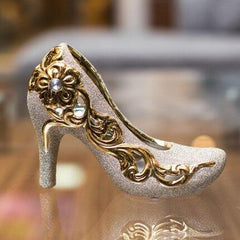 INPHIC-歐式裝飾品擺件 鍍金噴沙高跟鞋 櫥窗擺設