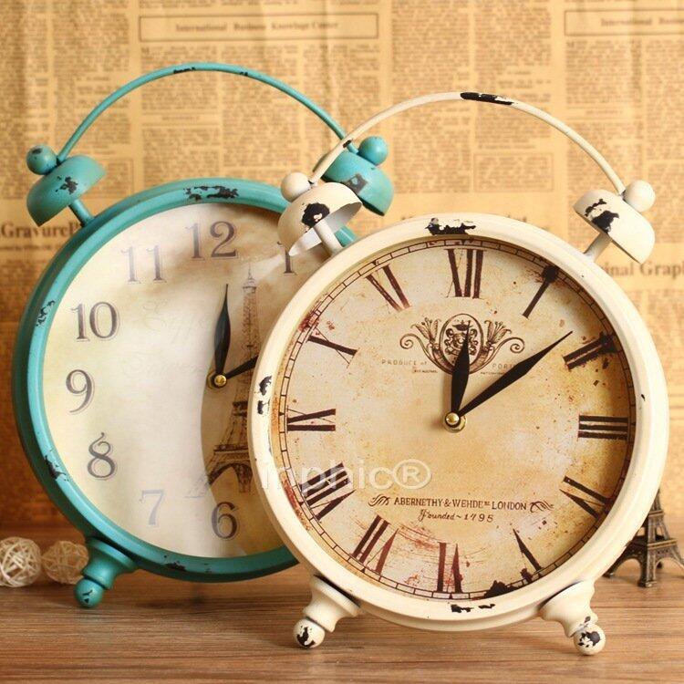 INPHIC-歐式田園復古鐵藝座鐘 時尚靜音客廳鐘新款 兩色可選