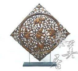 INPHIC-東南亞家居飾品 泰式工藝品 木雕擺飾 家居擺設方形5象雕花