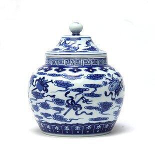 INPHIC-青花茶葉罐陶瓷 手繪八仙寶器蝙蝠醒茶罐 茶葉盒