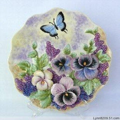 INPHIC-歐式鄉村 手繪陶瓷掛盤 蝶戀花 家居飾品擺設裝飾盤