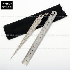 INPHIC-1-15mm間隙尺錐形尺楔形塞尺孔尺孔徑尺內徑尺不銹鋼+鋼板尺 皮套 測量儀/測試儀/實驗儀器