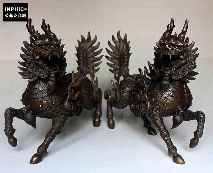 INPHIC-開光純銅麒麟辦公室一對銅麒麟工藝品客廳裝飾品喬遷