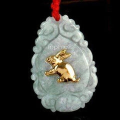 INPHIC-A級翡翠玉千足金吊墜招財兔守護神01