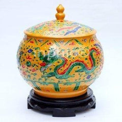 INPHIC-ZF-D205 景德鎮宮廷龍鳳雕刻彩繪陶瓷罐 復古 收藏擺飾 復古