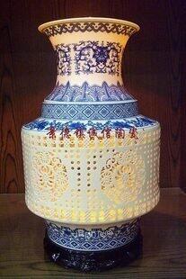 INPHIC-景德鎮藝術陶瓷雕刻 大款雙層鏤空花瓶 陳設裝飾 瓷器工藝品