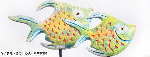 INPHIC-實木雕刻親吻魚情侶魚對魚家居飾品