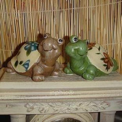 INPHIC-鄉村田園 手工彩繪烏龜擺飾 工藝品 陶瓷彩色（一對）