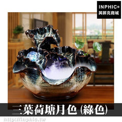 INPHIC-開運 風水球魚缸居家三葉荷塘綠色風水輪招財辦公室大廳加濕器假山流水噴泉庭院造景開運擺飾擺設水景店面