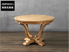 INPHIC-北歐式簡約原木圓餐桌 輕奢復古設計師風個性餐桌