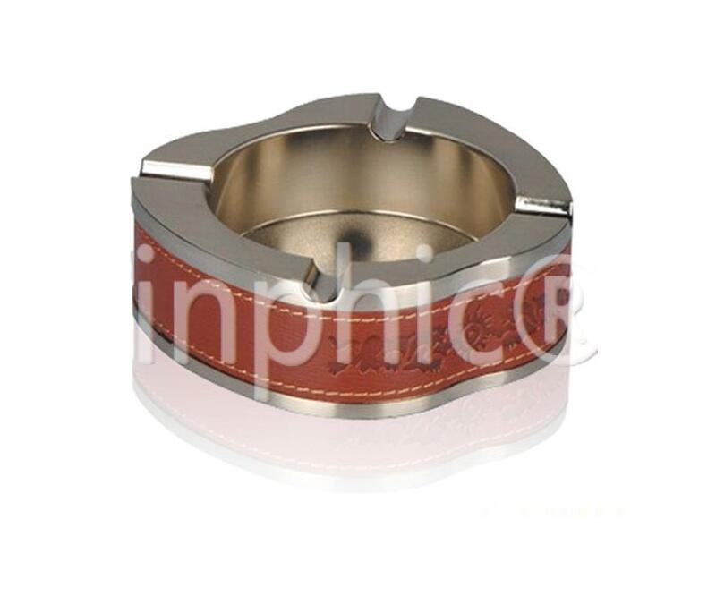 INPHIC-紅皮煙盅 歐式煙灰菸灰缸 金屬煙灰菸灰缸 高檔創意酒吧煙缸  銀