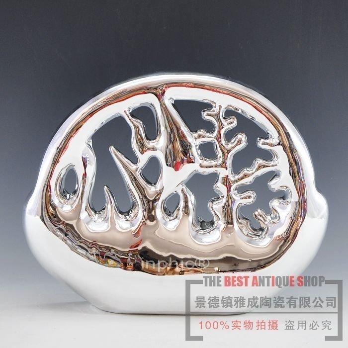 INPHIC-工藝品現代裝飾擺飾 金銀月亮盤 簡約歐式陶藝擺設