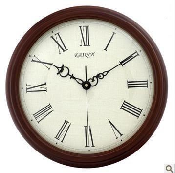 INPHIC-木製14吋掛鐘客廳歐式石英鐘創意靜音田園時鐘