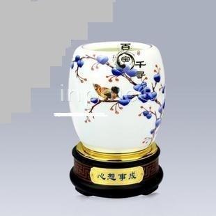 INPHIC-心想事成 筆筒創意時尚 青花瓷陶瓷 實用生日禮品 辦公室桌面擺設