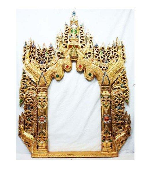 INPHIC-東南亞 家居飾品 泰國風格 木雕 掛飾 皇冠 鏡框