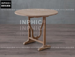 INPHIC-美式鄉村折疊桌 北歐橡木小圓桌復古簡約餐桌