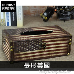 INPHIC-車用防水酒吧皮革紙巾盒面紙盒裝飾復古咖啡廳創意-長形美國