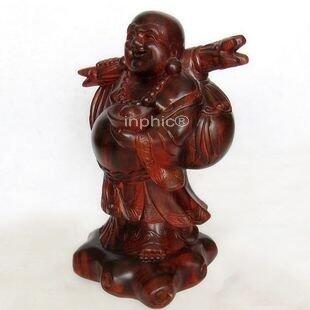 INPHIC-越南紅木工藝品木雕擺飾 布袋佛 元寶錢袋招財彌勒佛