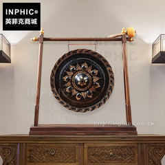 INPHIC-工藝品泰式木製銅鑼門廳室內擺設會所東南亞落地大擺飾