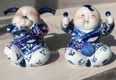 INPHIC-童子娃娃 陶瓷器裝飾擺飾 工藝品家居飾品 童男童女 手繪