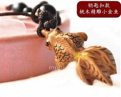INPHIC-開光桃木雕金魚鑰匙扣項鏈吊墜飾品 防小人避邪助運保平安 桃木魚