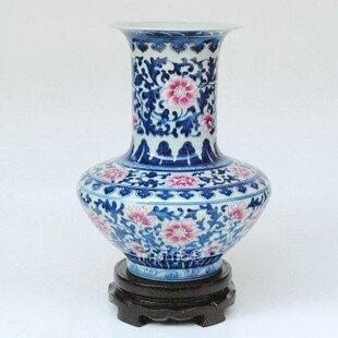 INPHIC-ZF-B302 景德鎮 陶瓷 青花粉彩瑪瑙紅 富貴蓮藤扁肚花瓶 復古擺飾