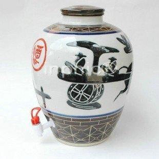 INPHIC-ZF-H003 景德鎮 陶瓷 壇 缸 白馬車 壇 中仙 帶龍頭 罐