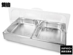 INPHIC-不鏽鋼長方形展示臺自助餐水果展示盤點心罩水果展示盤CP翻蓋-雙格