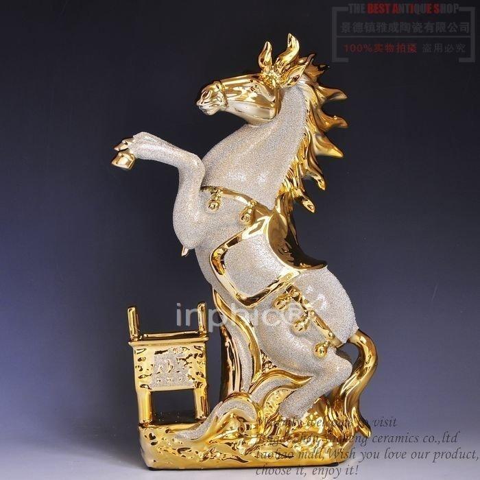 INPHIC-景德鎮陶瓷 生肖小金馬擺飾工藝品開業 時尚招財家居裝飾品