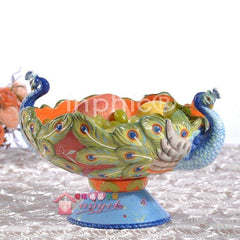 INPHIC-簡歐錦繡系列孔雀陶瓷糖果盤零食盤乾果盤高腳盤家居飾品