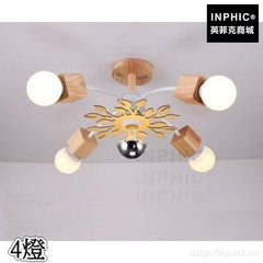 INPHIC-臥室實木木藝現代餐廳北歐田園吊燈燈具書房燈飾LED客廳-4燈