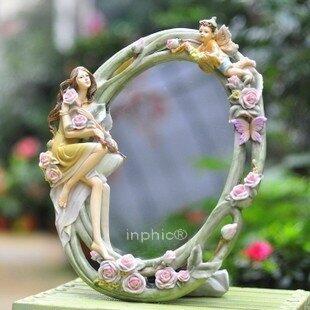 INPHIC-歐式家居創意樹脂工藝品 美麗仙子梳妝鏡掛鏡壁掛飾