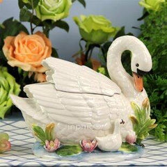 INPHIC-歐式手繪陶瓷天鵝糖果罐儲物罐家居裝飾擺設新居