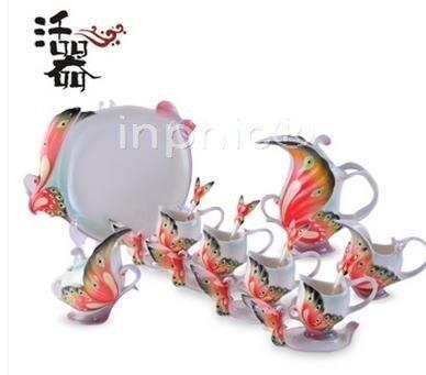 INPHIC-生日實用 情侶創意歐式陶瓷咖啡杯子套裝 蝶飛心舞