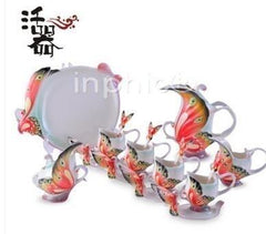 INPHIC-生日實用 情侶創意歐式陶瓷咖啡杯子套裝 蝶飛心舞