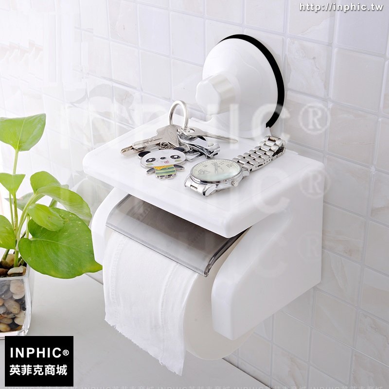 INPHIC-廁所防水防潮創意吸盤式捲紙架免安裝吸壁式塑膠紙巾架
