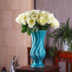 INPHIC-歐式藍色地中海陶瓷復古冰紋花瓶  臺面擺放花器歐式鄉村