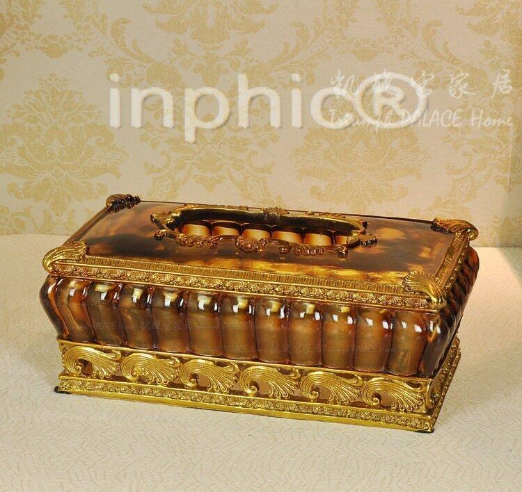 INPHIC-歐式琥珀色 宮廷樹脂裝飾紙巾盒 擺飾  桌上擺飾